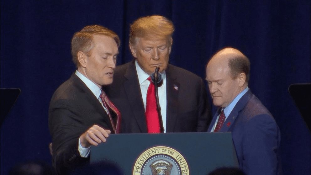 President Donald Trump at the Prayer Breakfast with the honorary co-chairs